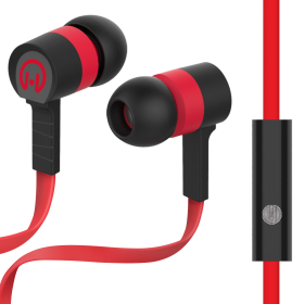 HyperGear Low Ryder Earphones w/Mic 3.5mm Red/Black