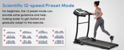 Folding Treadmill Electric Running Machine 2.5HP Motor 300LBS Weight Capacity Walking Jogging Machine with 3 Level Incline 12 Preset Programs for Home