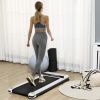 Soozier Under Desk Treadmill, Portable Walking Pad with Foldable Wheels, Remote Control, LED Display, 264 lbs Weight Capacity, White