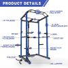 Blue Multi-functional Power Cage, Home Adjustable Pullup Squat Rack 1000Lbs Capacity Comprehensive Fitness Barbell Rack