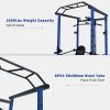 Blue Multi-functional Power Cage, Home Adjustable Pullup Squat Rack 1000Lbs Capacity Comprehensive Fitness Barbell Rack Olympic Bar