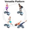 Adjustable Workout Aerobic Stepper in Fitness & Exercise Step Platform Trainer Gray Black with 2 Risers