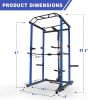 Blue Multi-functional Power Cage, Home Adjustable Pullup Squat Rack 1000Lbs Capacity Comprehensive Fitness Barbell Rack Olympic Bar