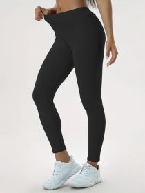 Women's Yoga Pants High Waist Lift High Elastic Tight Fitness Trousers (Option: Black-M)