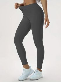 Women's Yoga Pants High Waist Lift High Elastic Tight Fitness Trousers (Option: Grey-M)