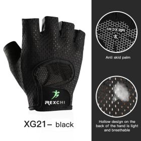 Breathable Fitness Gloves Gym Weightlifting Yoga Bodybuilding Training Sports Thin Non-slip Half Finger Cycling Gloves Equipment (Color: Black M, Ships From: China)