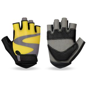 OZERO Men's Cycling Biker Gloves Fingerless Gym gloves Breathable MTB Accesories Motorcycle Sports Gloves Cycling Equipment (Color: Yellow, size: L)