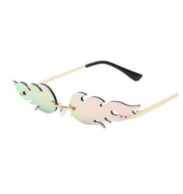 Sunglasses Rimless Wave Glasses Fire Shape Glasses Eyewear For Party (Color: Pink)