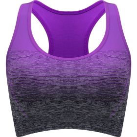 1pc/2pcs/3pcsMedium Support Two Tone Racer Back Sports Bra, Fitness Workout Running Yoga Bra (Color: Purple, size: L(8/10))