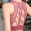 Solid U-neck Mesh Breathable Sports Bra, Push Up Shock Proof Yoga Fitness Workout Tank Top, Women's Activewear