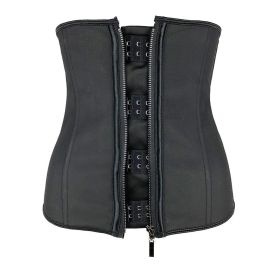 Women Latex Waist Trainer Body Shaper Corsets with Zipper Cincher Corset Top Slimming Belt Black Shapers Shapewear Plus Size (Color: Black, size: XXL)