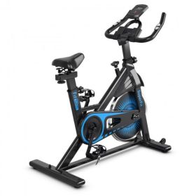 Adjustable Resistance Silent Belt Drive Gym Indoor Stationary Bike (Color: Black + Blue, Type: Professional Exercise Bikes)