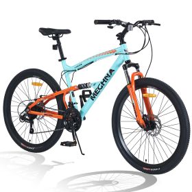 26 inch Mountain Bike 21-Speed Dual Suspension Aluminum Alloy Frame For Men and Women's Bike (Color: as Pic)