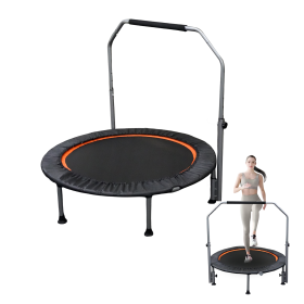 40/48" Foldable Mini Trampoline Max Load 330lbs/440lbs, Fitness Rebounder with Adjustable Foam Handle (size: 40 inch)