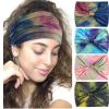 Tie Dye Sports Stretchy Headbands; Knotted Sweat Absorption Fitness Running Yoga Headbands